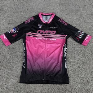 Pedal Mafia Cycling Jersey Mens Medium Pink NYPD Team Full Zip Short Sleeve